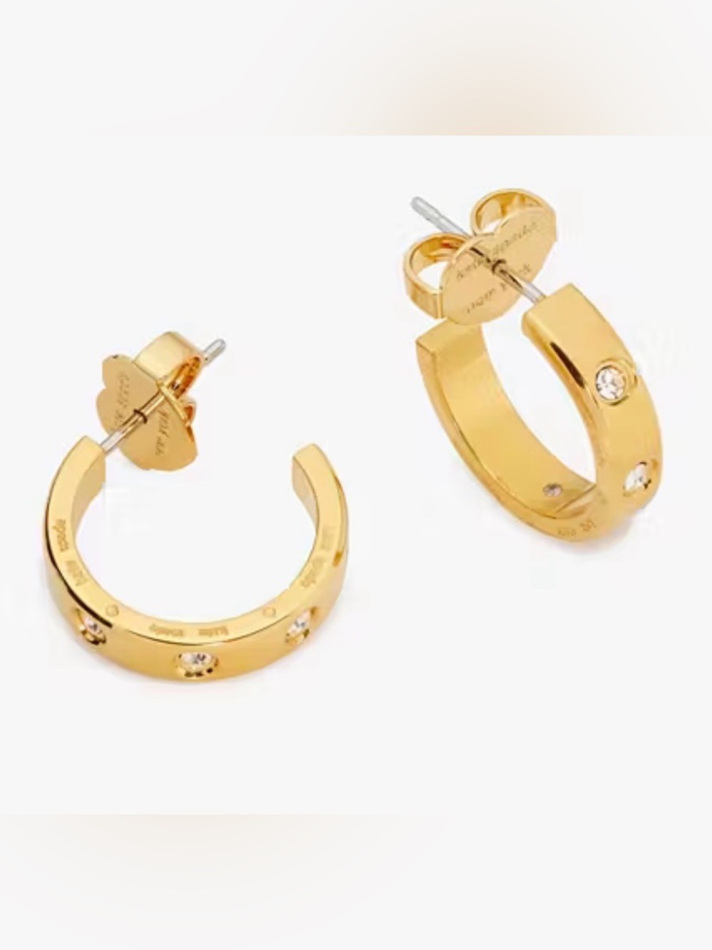 kate spade gold & crystal hoop earrings